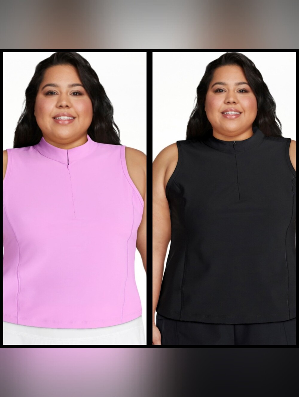 Womens Pink Sleeveless Golf Polo XXL Plus Size Half Zip Tennis Athletic Shirts